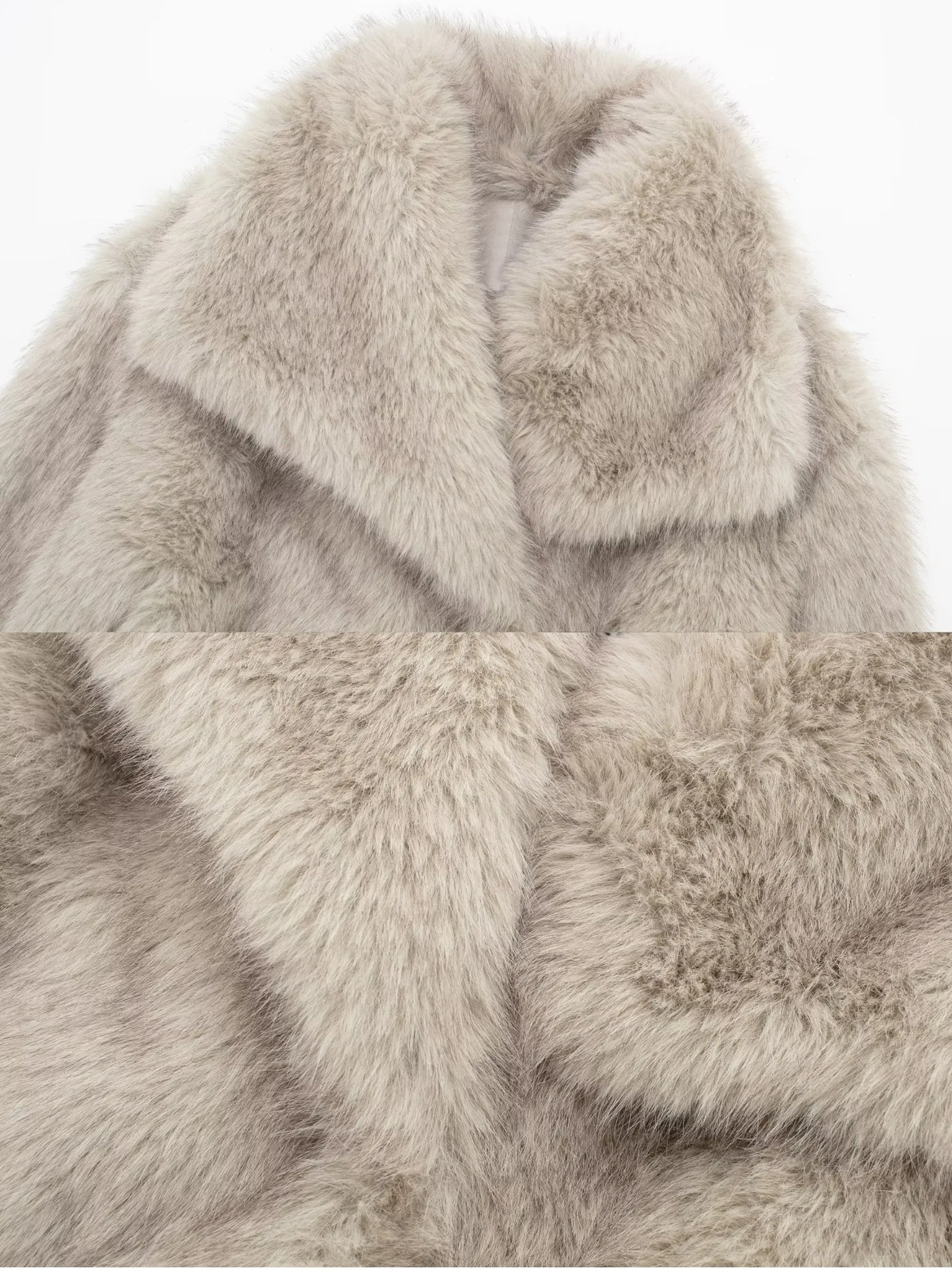 Vvsha Asuna Faux Fur Jacket in Light Grey