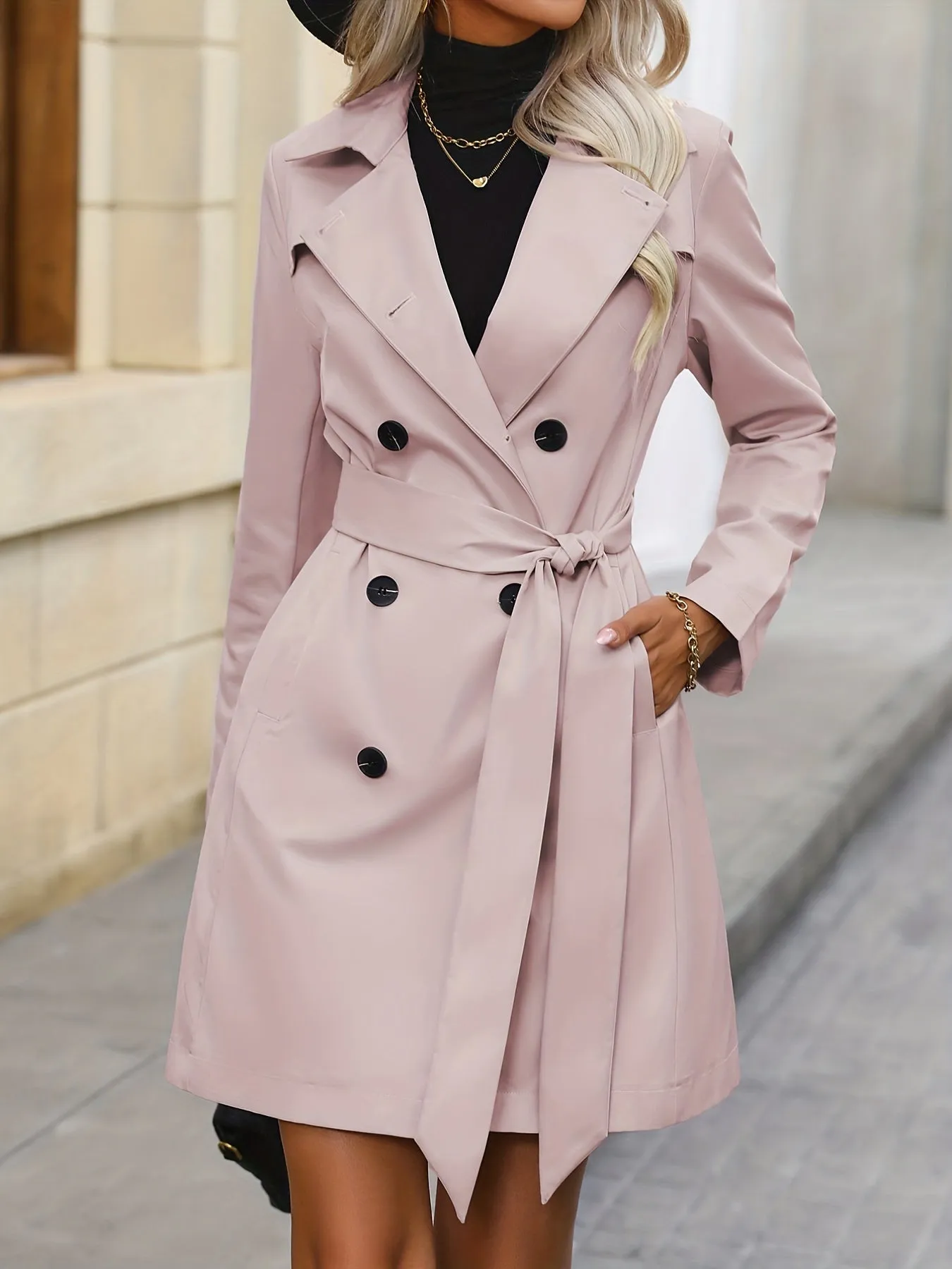 Women's Elegant Short Double-Breasted Trenchcoat | Ideal for Autumn/Winter