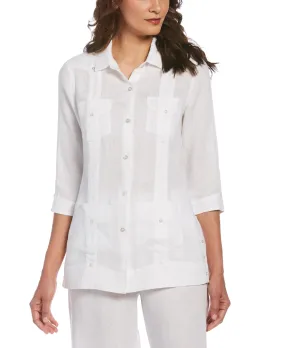 Women's Solid Linen Guayabera Shirt