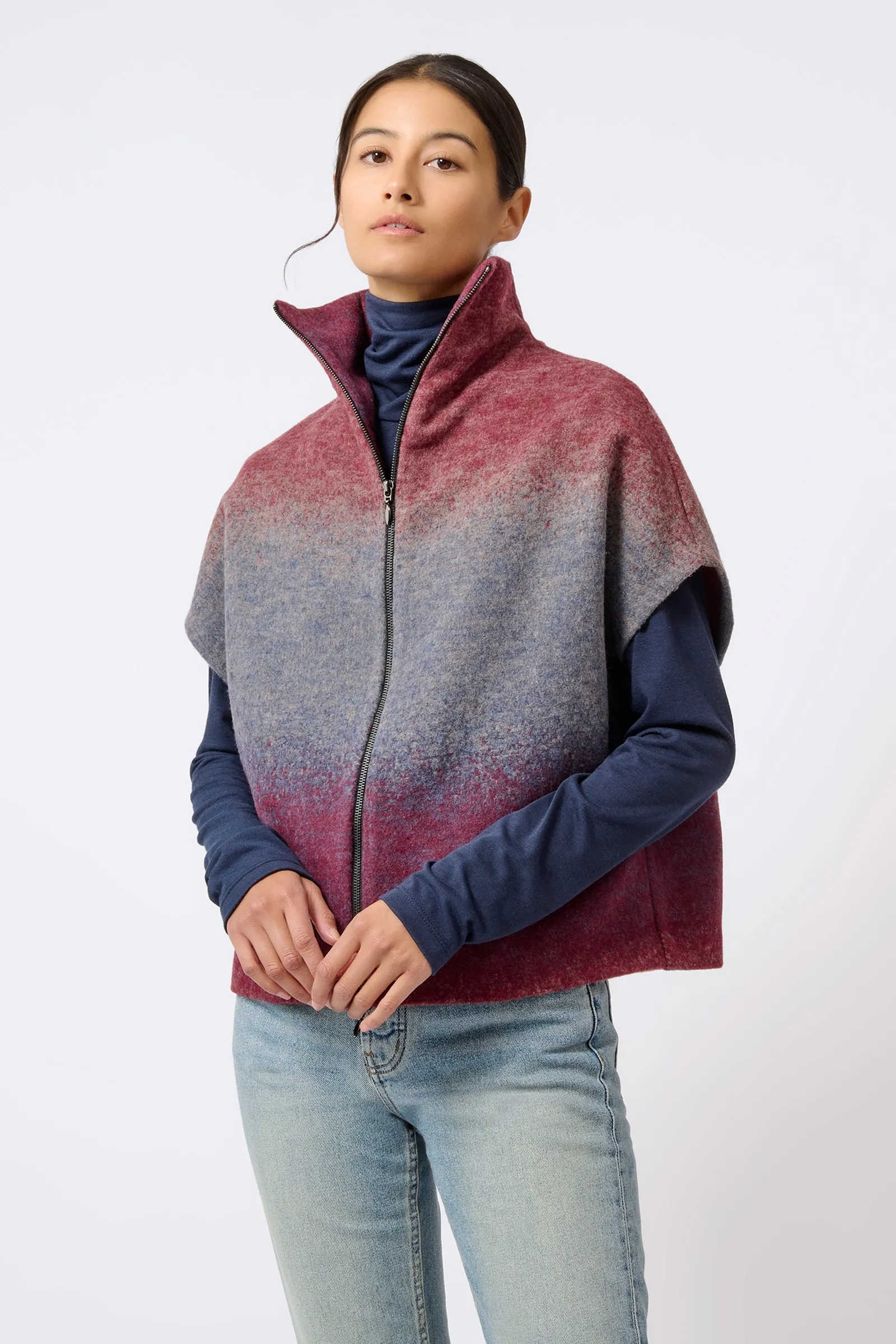 Zip Mock Cardigan - Ombre